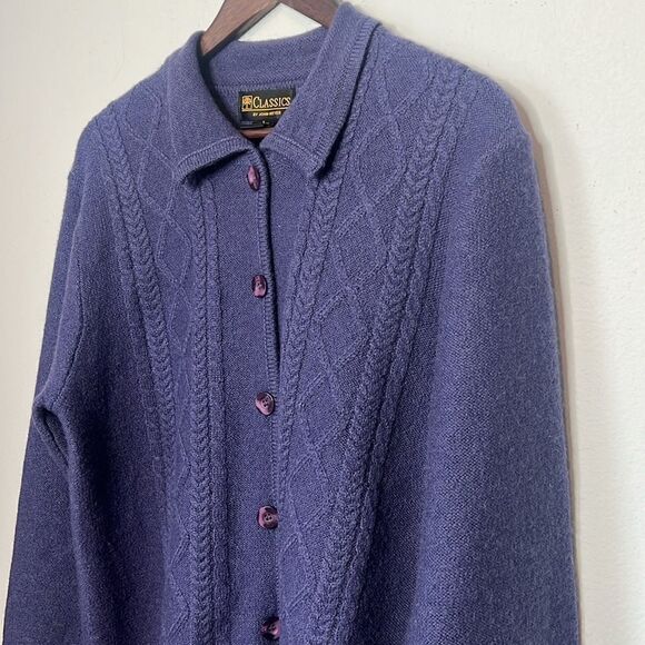 John Meyer Classics Wool Collared Button Up Cable Knit Cardigan - Picture 4 of 4